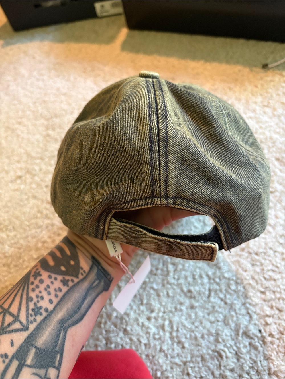 Washed Denim Blue Baseball Cap - Adjustable Velcro Back. Fashion inspired.